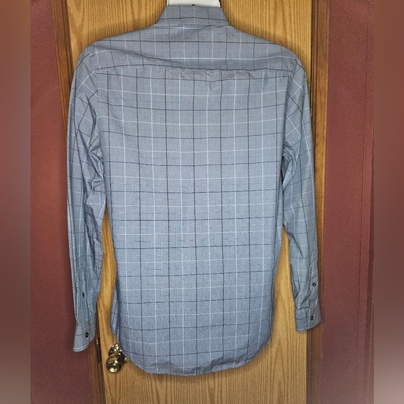 Calvin Klein Mens Button Up Dress Shirt S Gray Windowpane Non Iron Infinite Cool - Picture 2 of 3